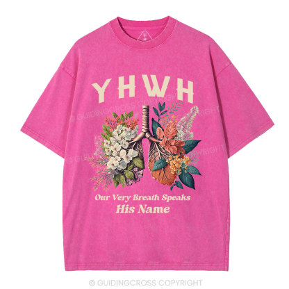 YHWH Floral Nature Lung Christian Washed T-Shirt