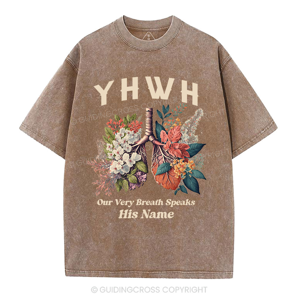 YHWH Floral Nature Lung Christian Washed T-Shirt