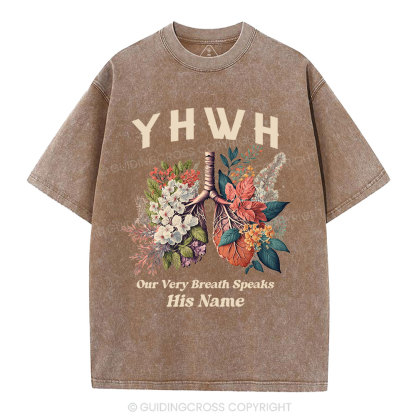 YHWH Floral Nature Lung Christian Washed T-Shirt