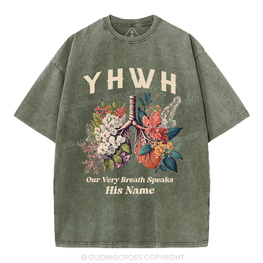 YHWH Floral Nature Lung Christian Washed T-Shirt