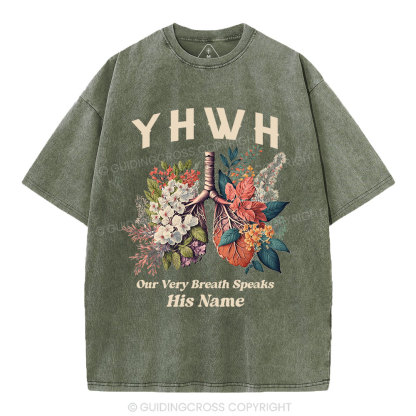 YHWH Floral Nature Lung Christian Washed T-Shirt