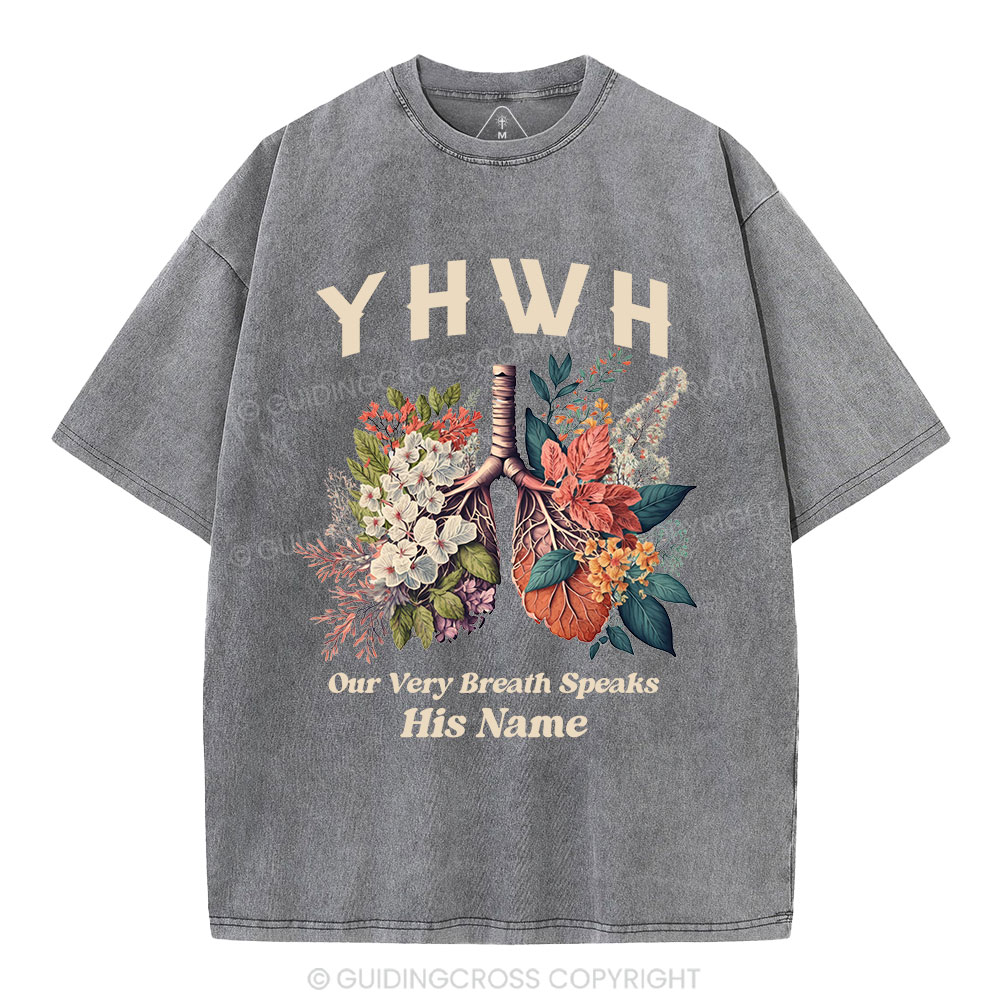 YHWH Floral Nature Lung Christian Washed T-Shirt