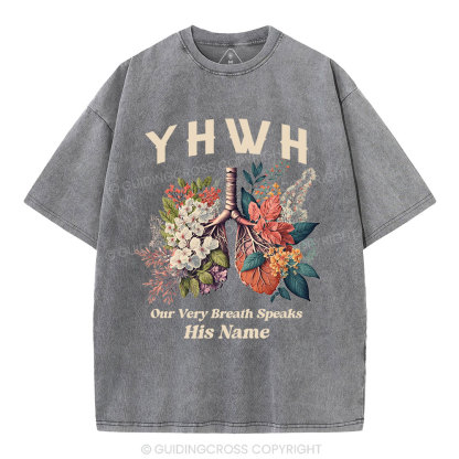 YHWH Floral Nature Lung Christian Washed T-Shirt