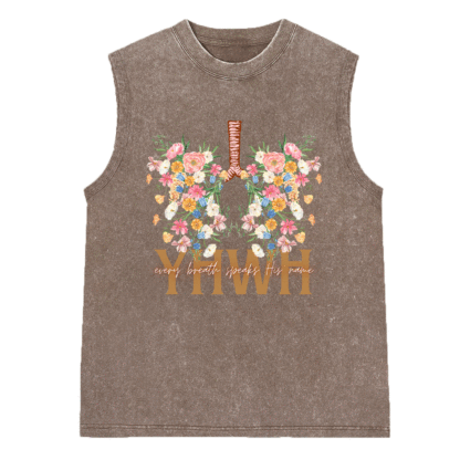 YHWH Floral Christian Washed Sleeveless Tee