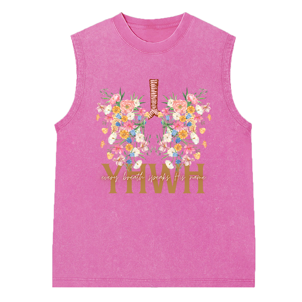 YHWH Floral Christian Washed Sleeveless Tee