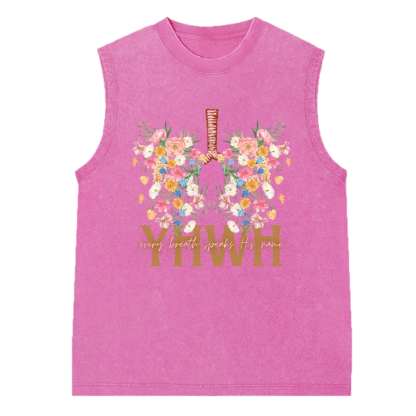 YHWH Floral Christian Washed Sleeveless Tee
