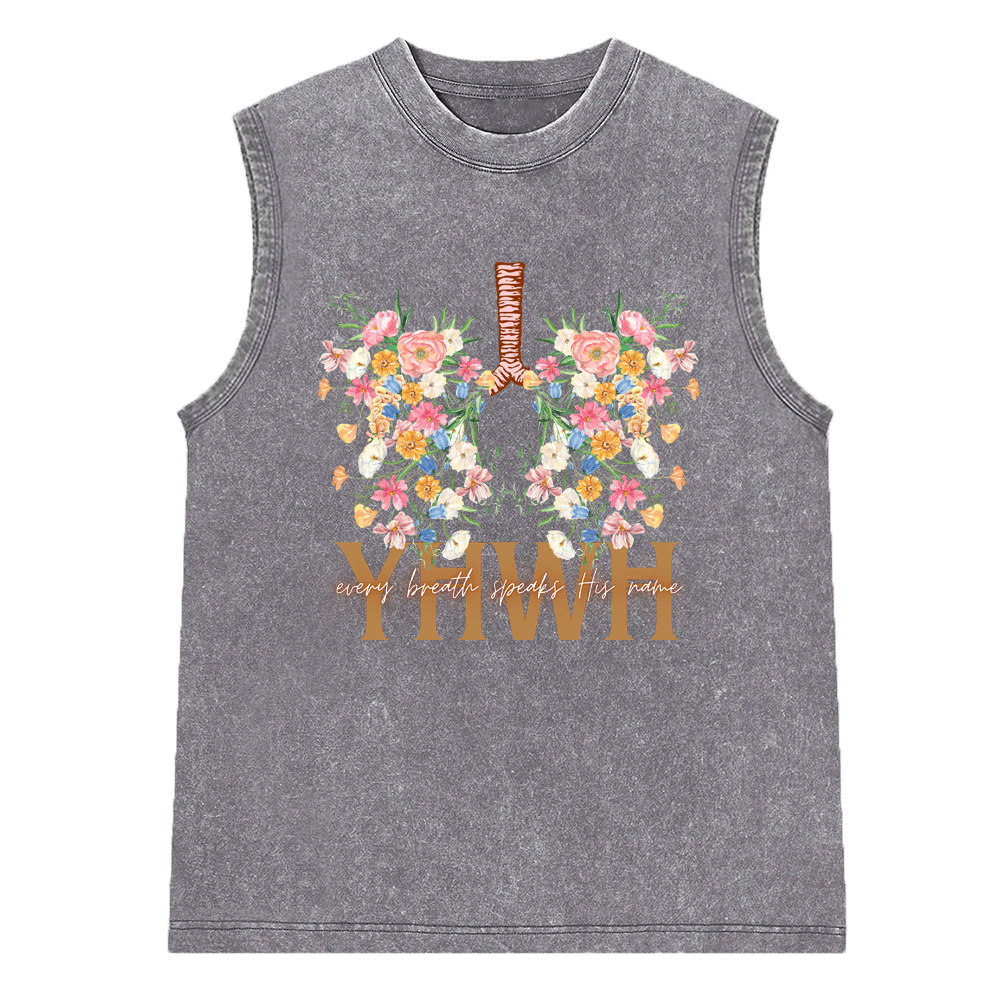 YHWH Floral Christian Washed Sleeveless Tee