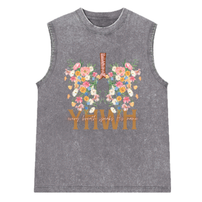 YHWH Floral Christian Washed Sleeveless Tee