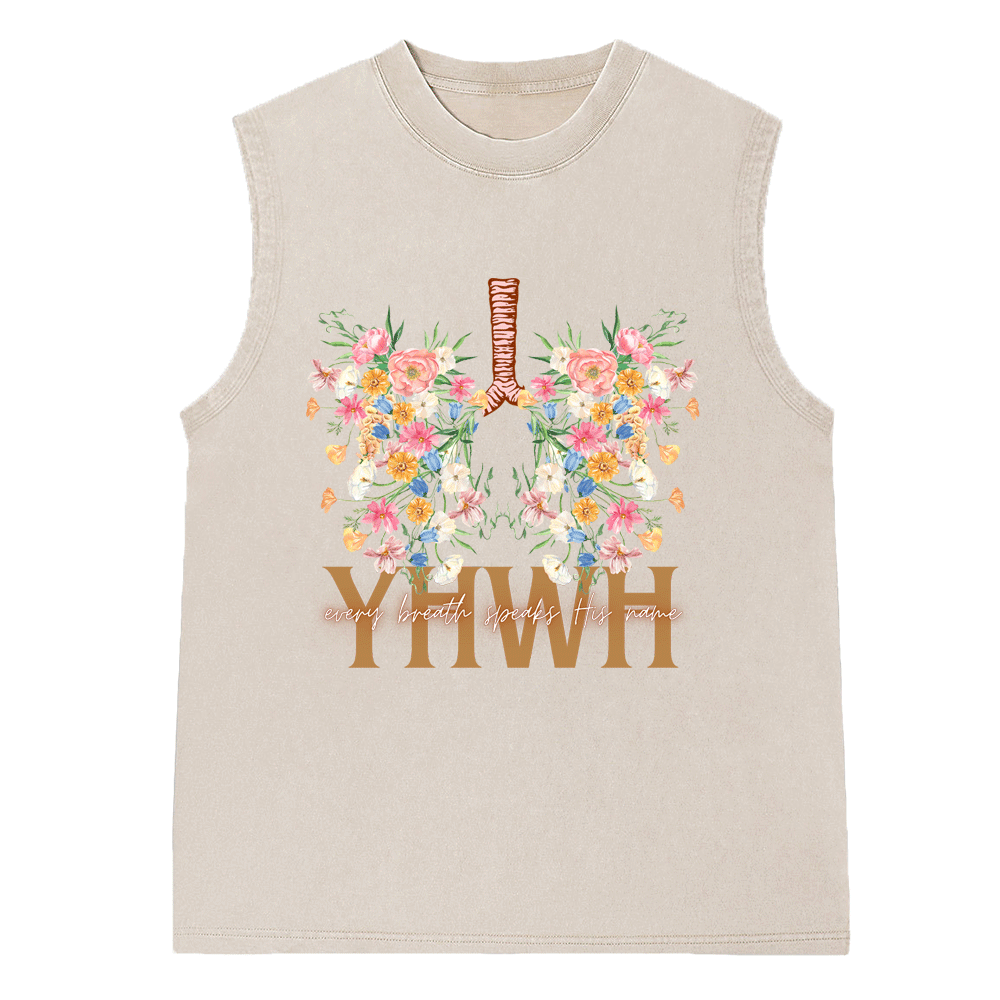 YHWH Floral Christian Washed Sleeveless Tee