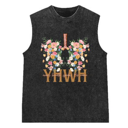 YHWH Floral Christian Washed Sleeveless Tee