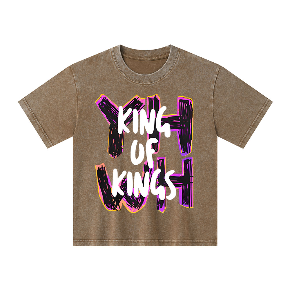 YHWH King Of Kings Christian Kid Washed T-Shirt