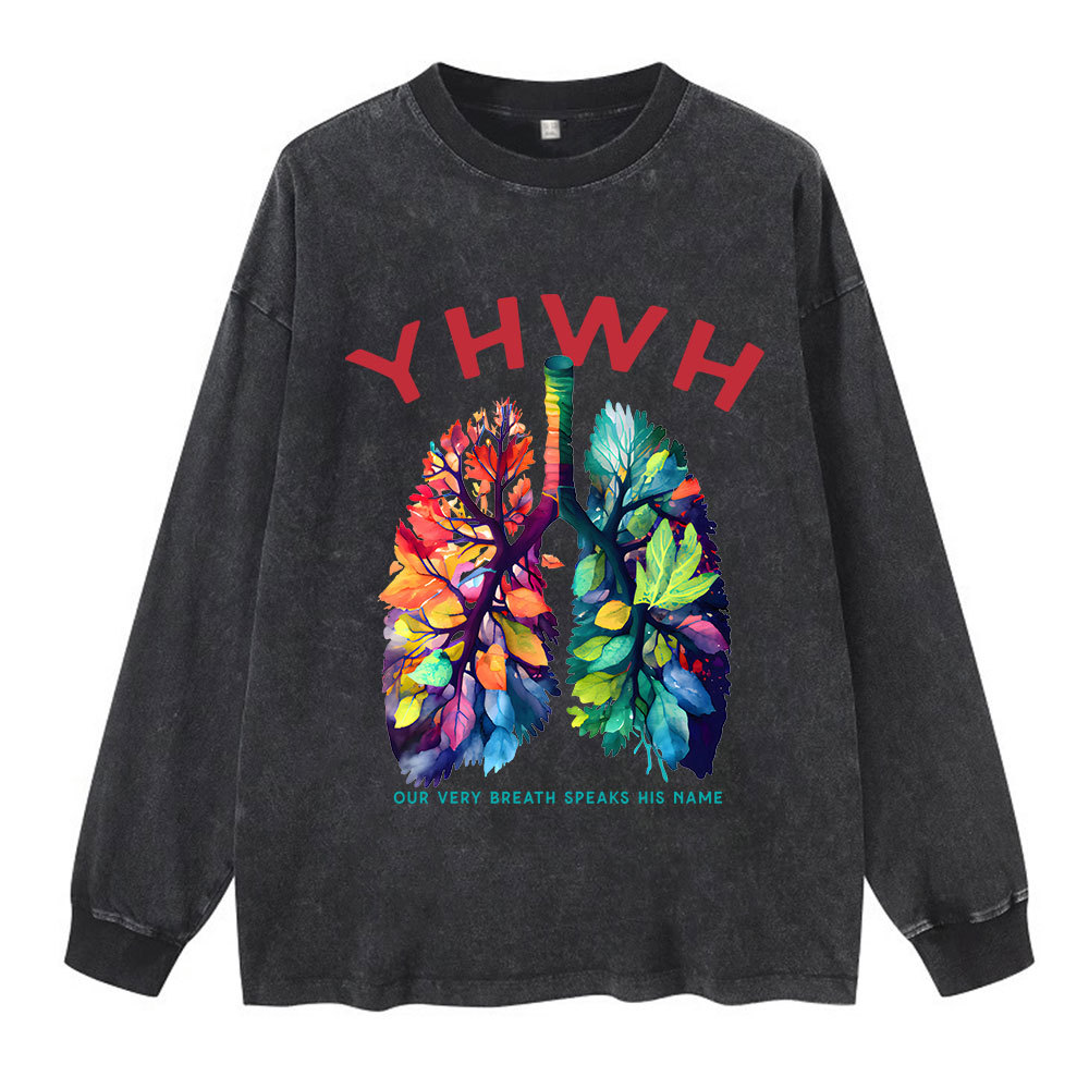 YHWH Leaf Washed Long Sleeve T-Shirt