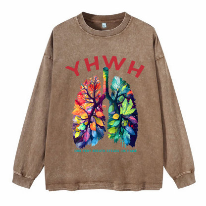 YHWH Leaf Washed Long Sleeve T-Shirt
