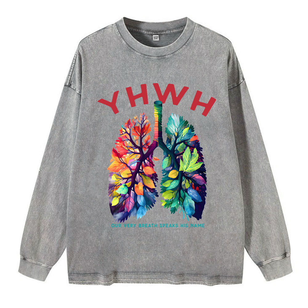 YHWH Leaf Washed Long Sleeve T-Shirt