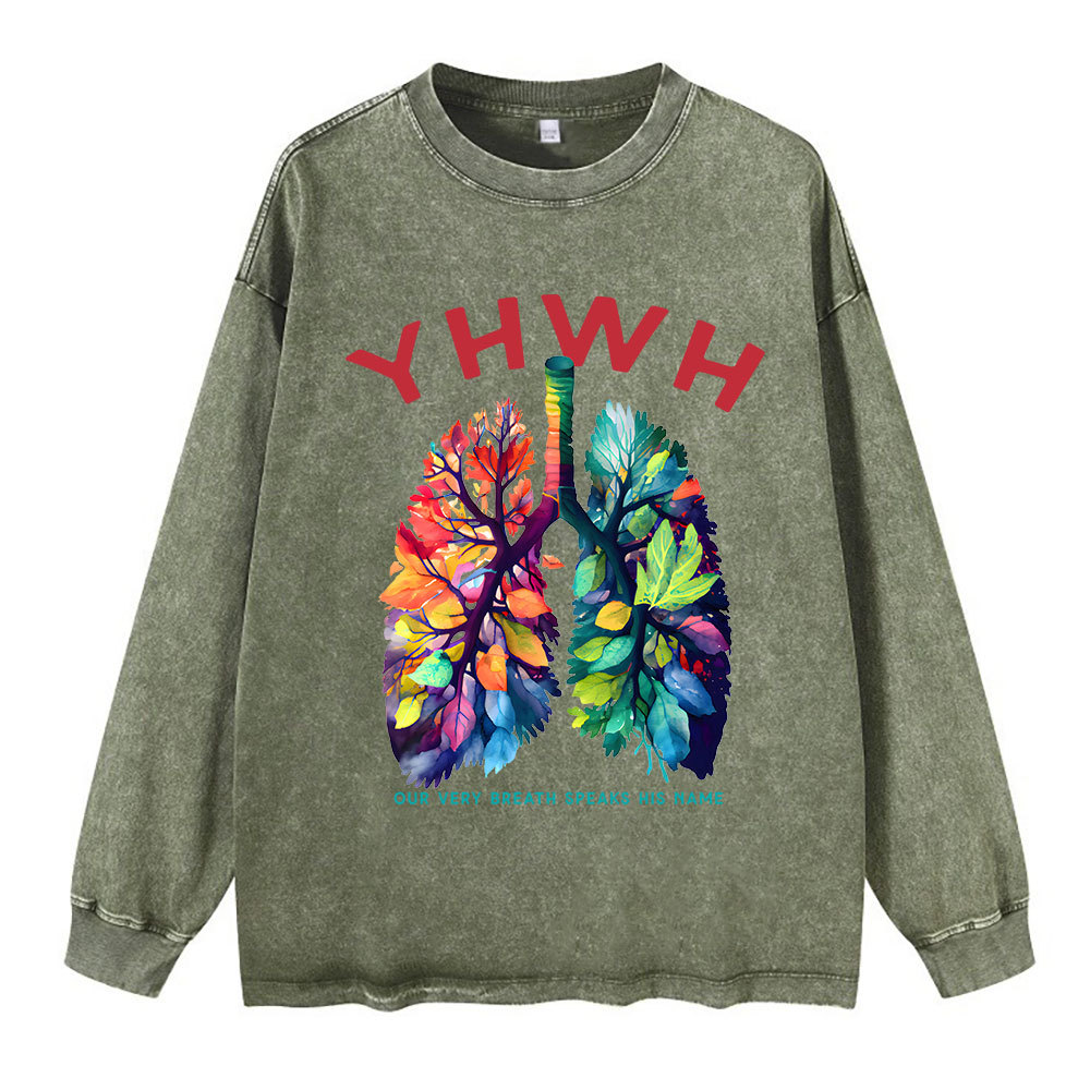 YHWH Leaf Washed Long Sleeve T-Shirt