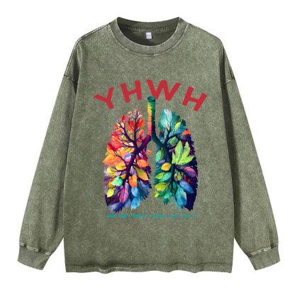 YHWH Leaf Washed Long Sleeve T-Shirt