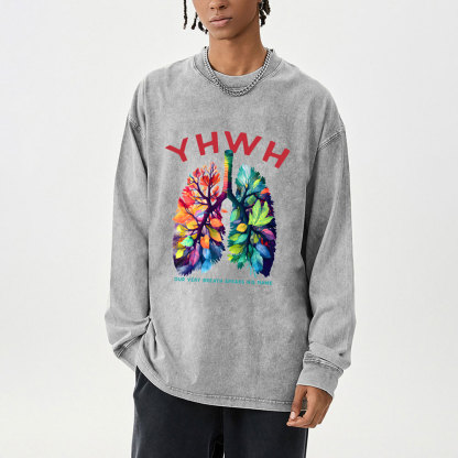YHWH Leaf Washed Long Sleeve T-Shirt