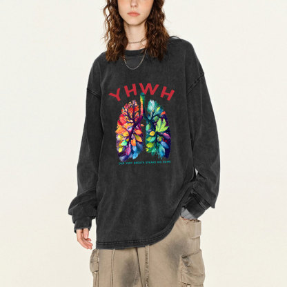 YHWH Leaf Washed Long Sleeve T-Shirt