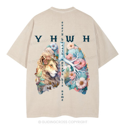 YHWH Lion Christian Washed T-Shirt