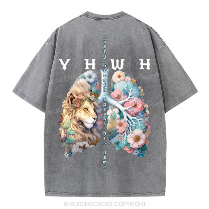 YHWH Lion Christian Washed T-Shirt