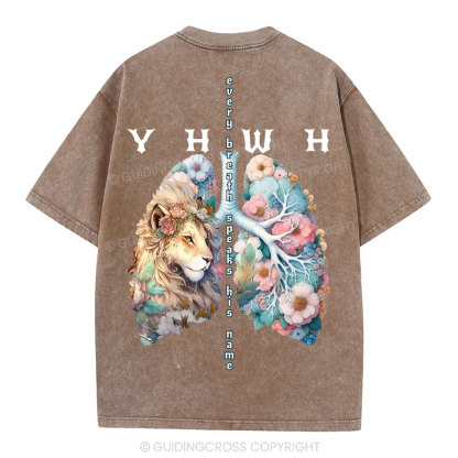 YHWH Lion Christian Washed T-Shirt