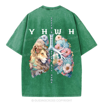 YHWH Lion Christian Washed T-Shirt