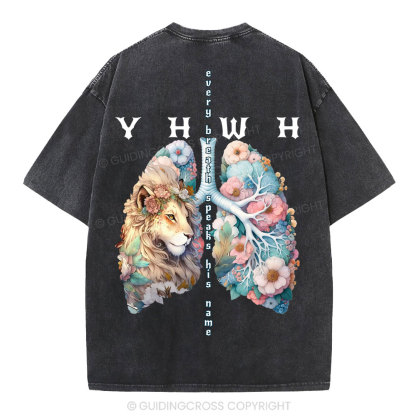 YHWH Lion Christian Washed T-Shirt