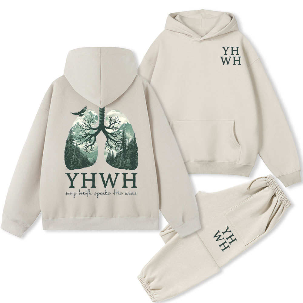 YHWH Nature Lung Christian Fleece Hoodie Set