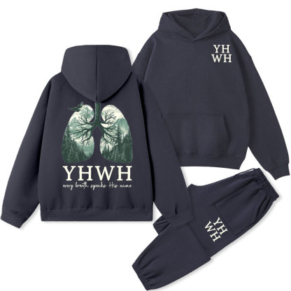 YHWH Nature Lung Christian Fleece Hoodie Set