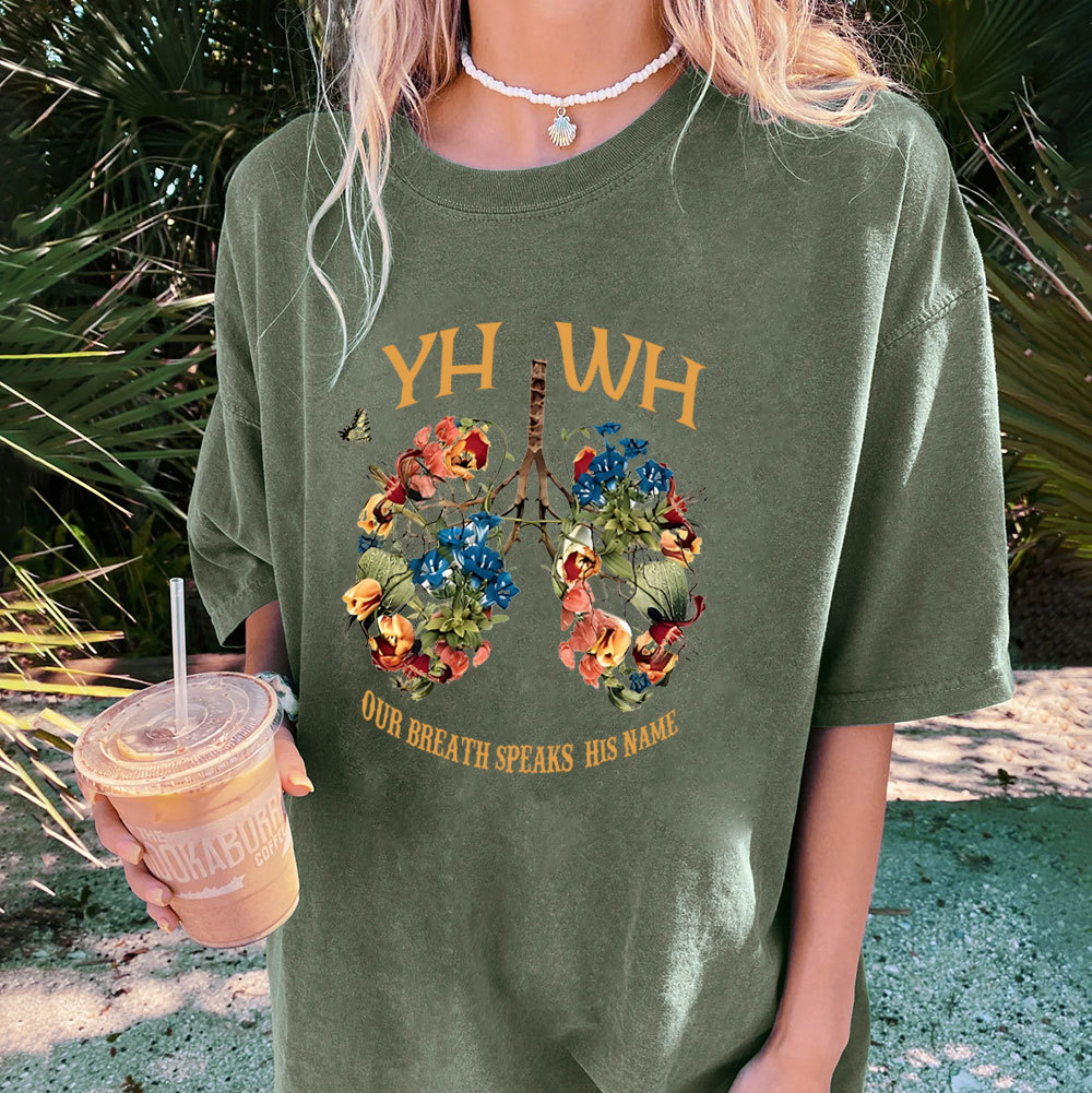 YHWH Our Breath Speaks His Name Chrsitian Washed T-Shirt