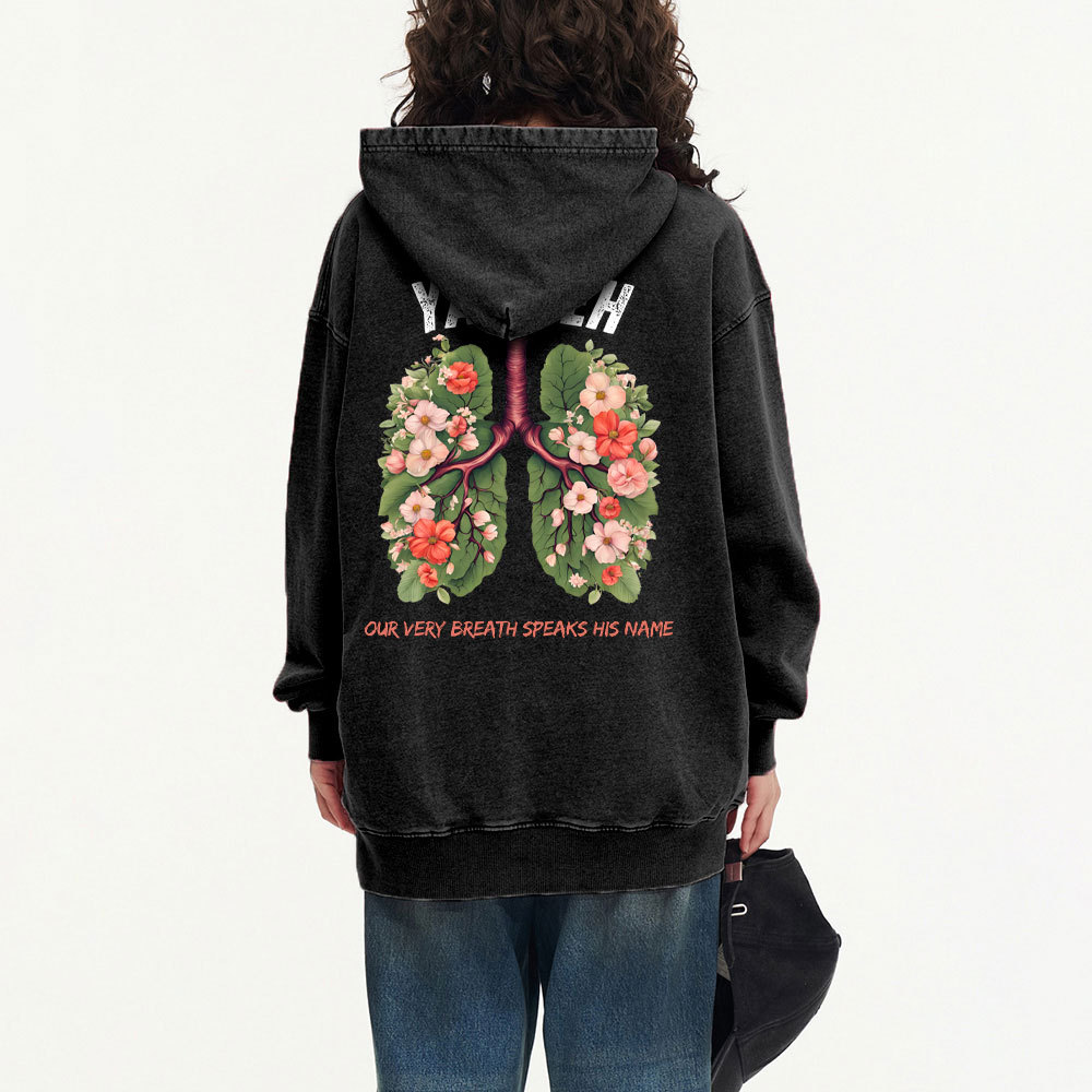 YHWH Our Very Breath Speaks His Name Christian Washed Hoodie