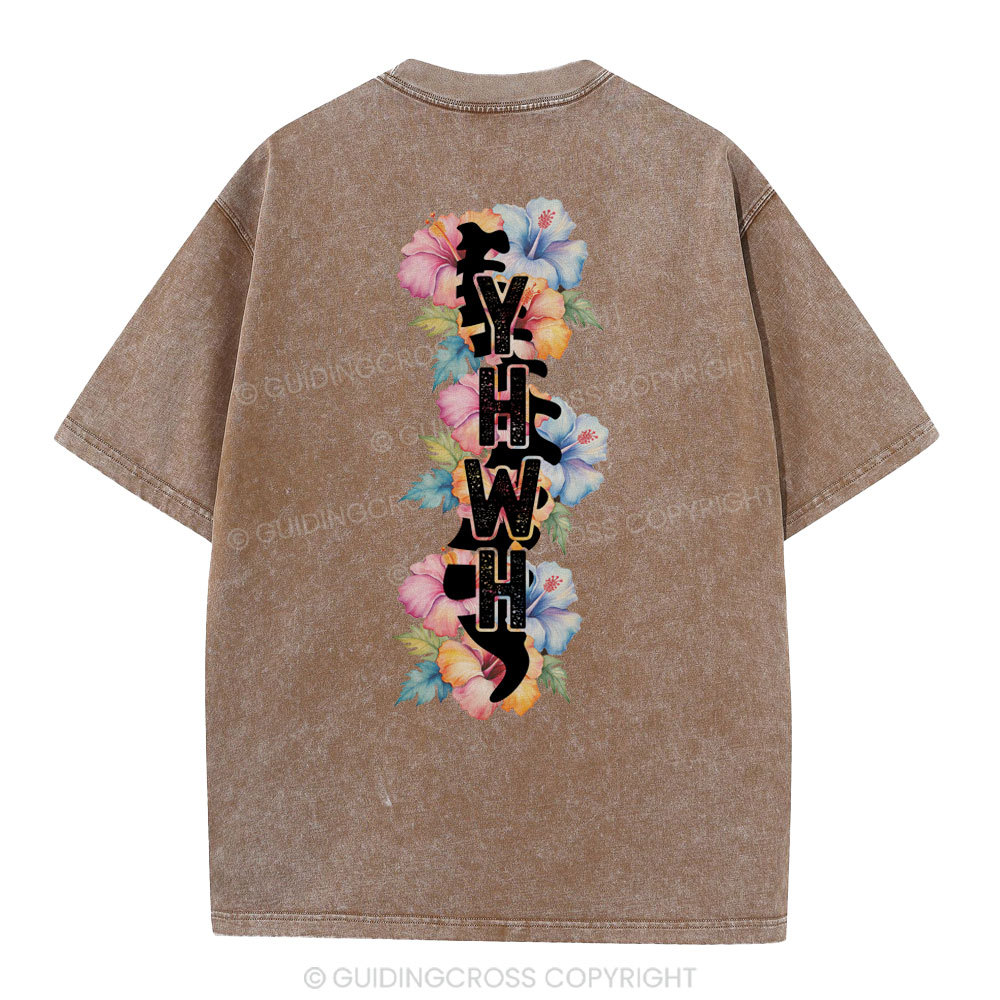 YHWH Spine Floral Christian Washed T-Shirt