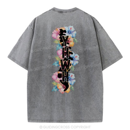 YHWH Spine Floral Christian Washed T-Shirt