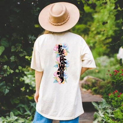 YHWH Spine Floral Christian Washed T-Shirt