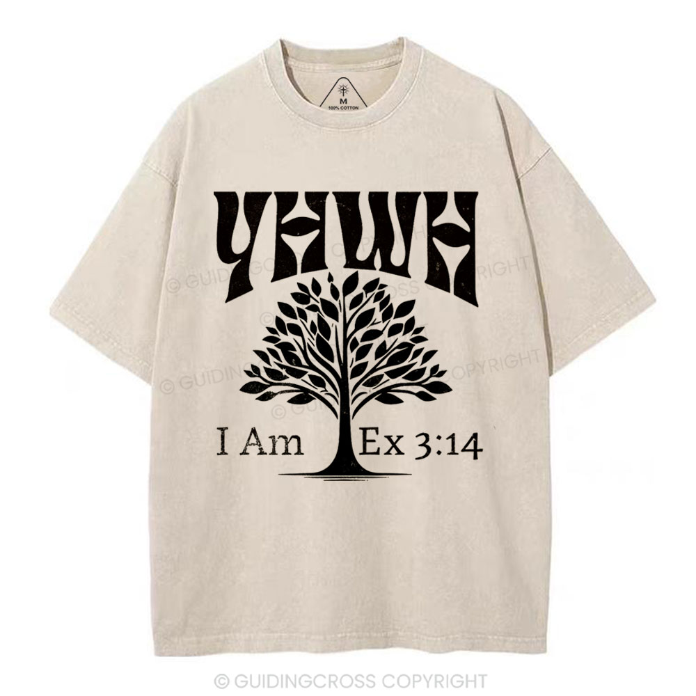YHWH Tree of Life Christian Washed T-Shirt