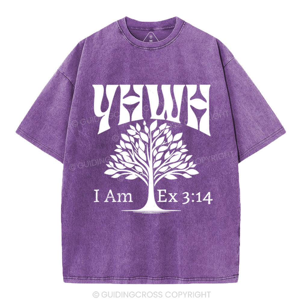 YHWH Tree of Life Christian Washed T-Shirt