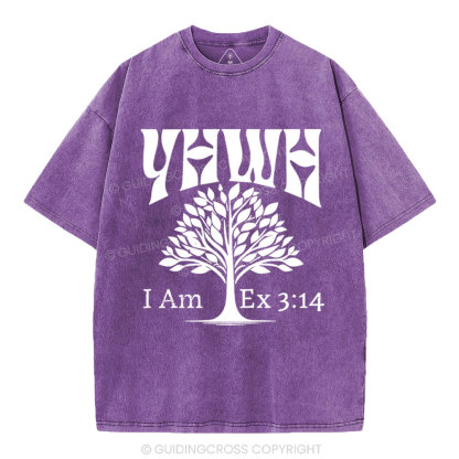 YHWH Tree of Life Christian Washed T-Shirt