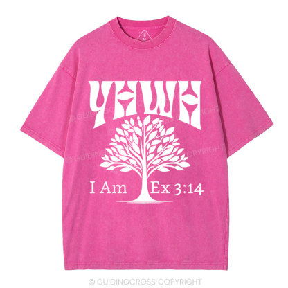 YHWH Tree of Life Christian Washed T-Shirt