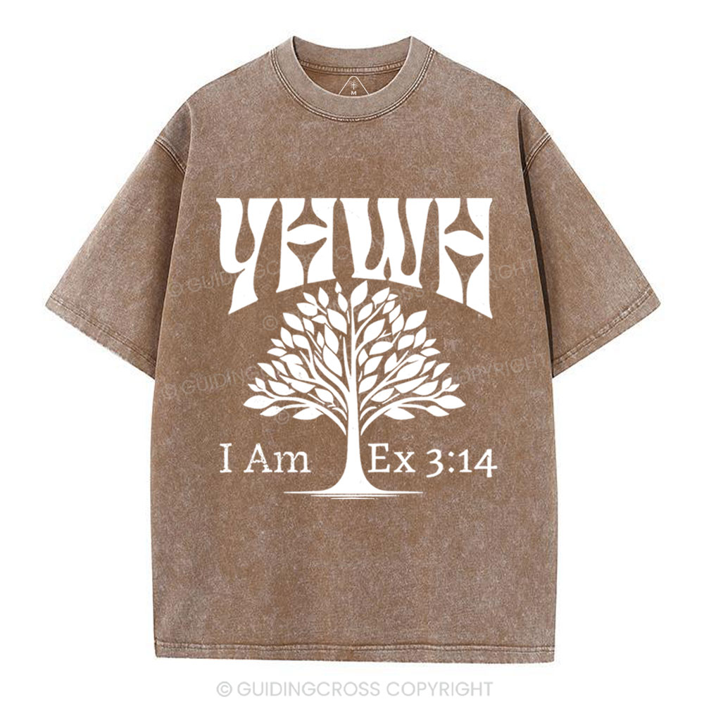 YHWH Tree of Life Christian Washed T-Shirt