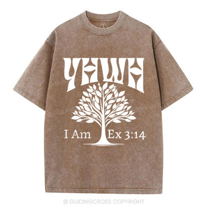 YHWH Tree of Life Christian Washed T-Shirt