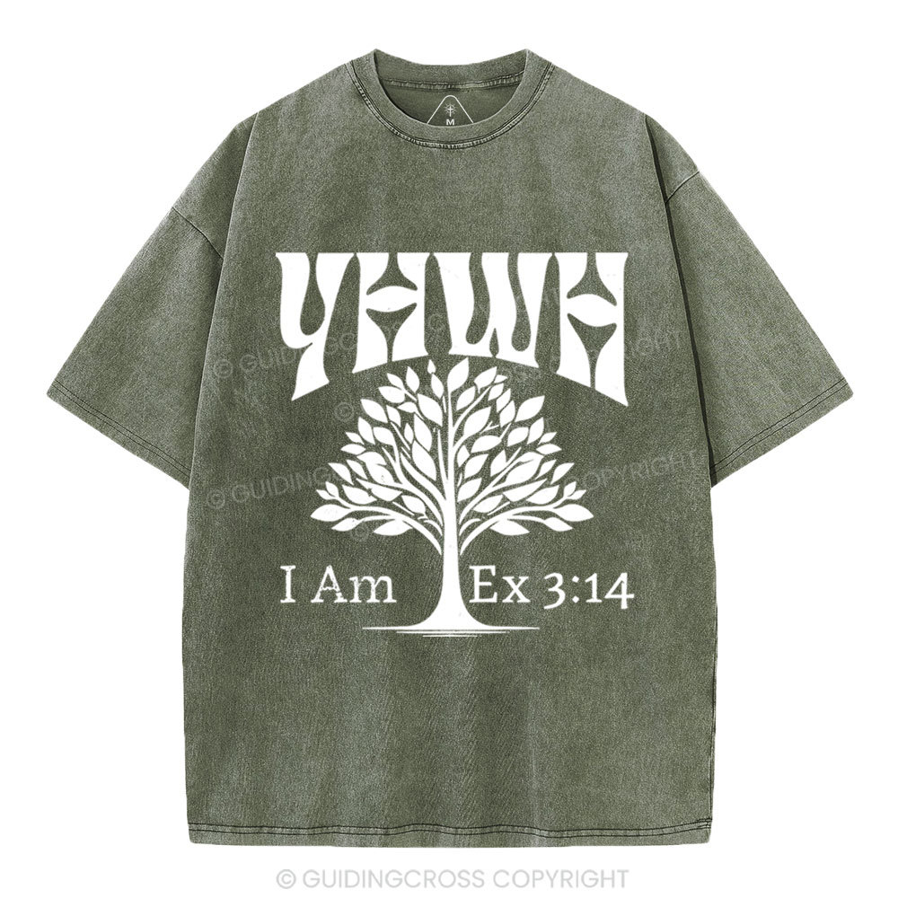 YHWH Tree of Life Christian Washed T-Shirt
