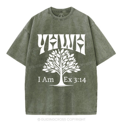 YHWH Tree of Life Christian Washed T-Shirt