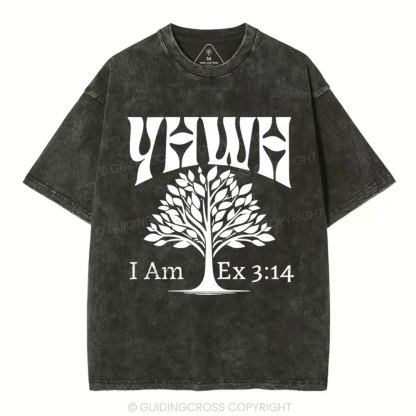 YHWH Tree of Life Christian Washed T-Shirt