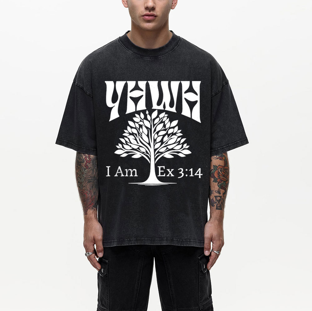 YHWH Tree of Life Christian Washed T-Shirt