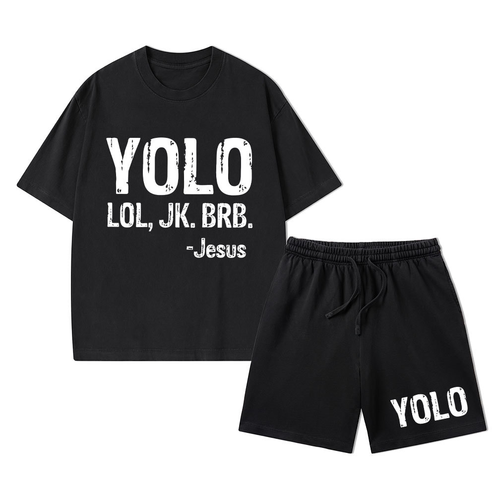 YOLO Christian Washed T-Shirt & Shorts