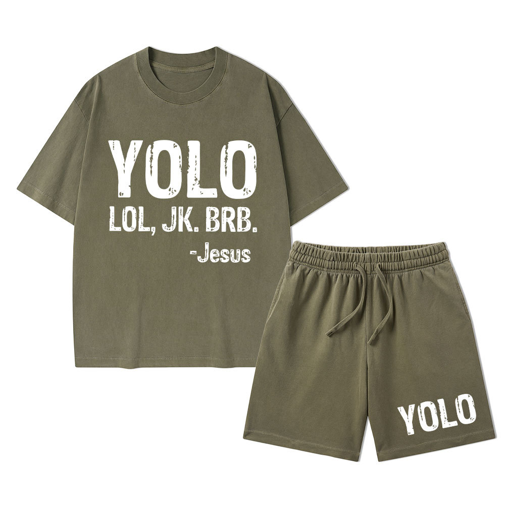YOLO Christian Washed T-Shirt & Shorts