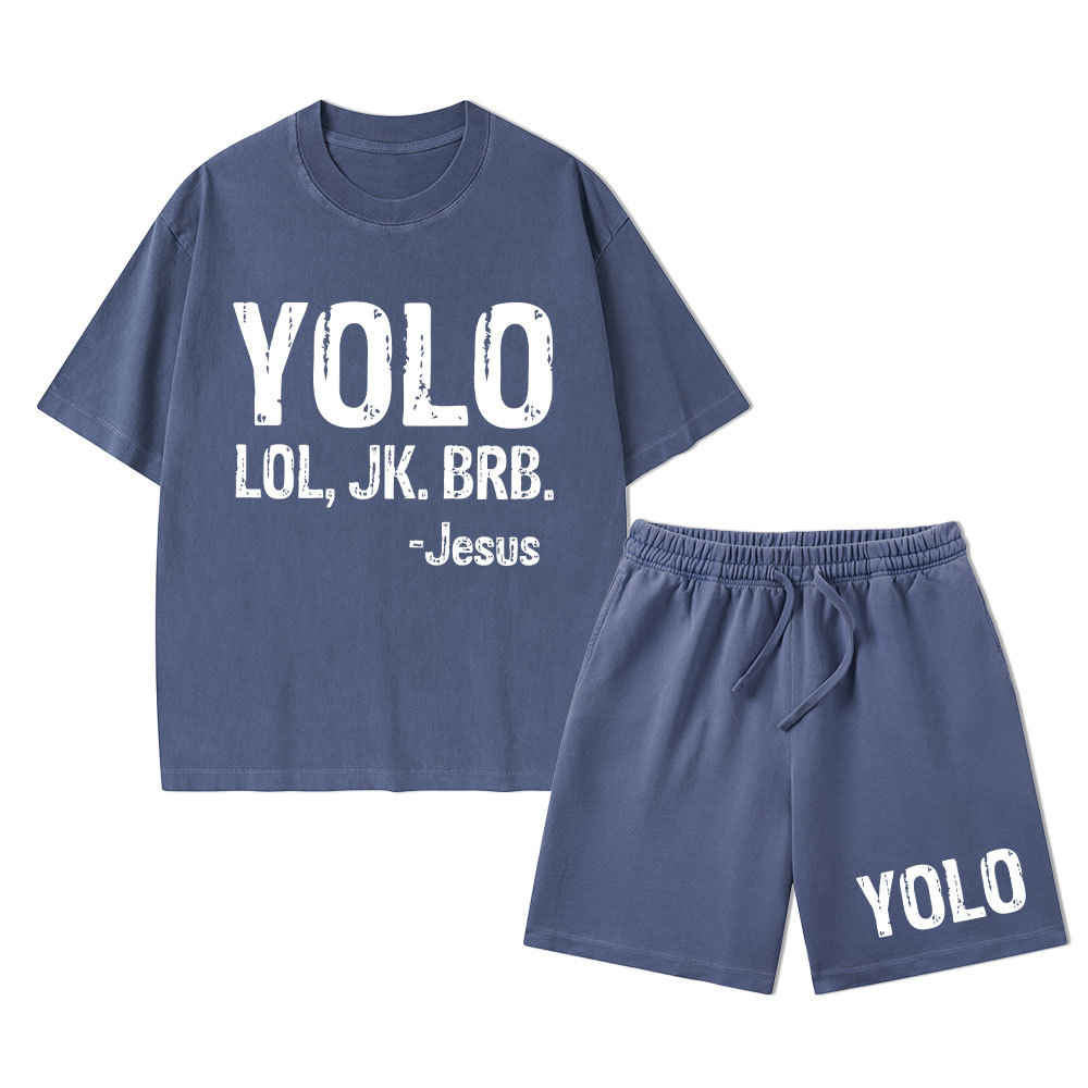 YOLO Christian Washed T-Shirt & Shorts