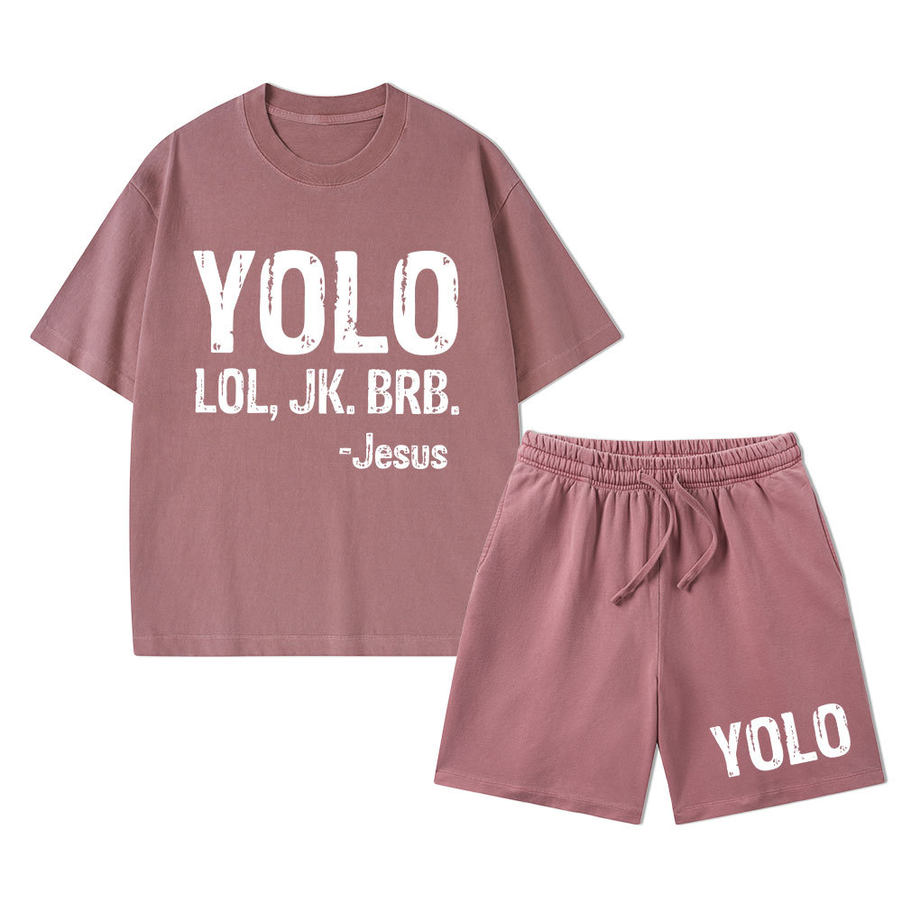 YOLO Christian Washed T-Shirt & Shorts