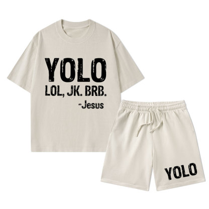 YOLO Christian Washed T-Shirt & Shorts