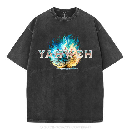 Yahweh Burning Bush Christian Washed T-Shirt